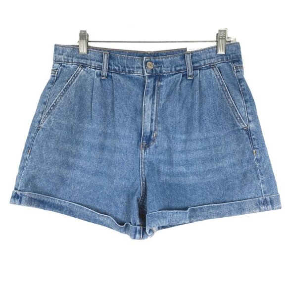 American Eagle Mom Shorts Size 10 Denim High Rise Cuffed Blue NWT SS-1483 - Picture 1 of 10